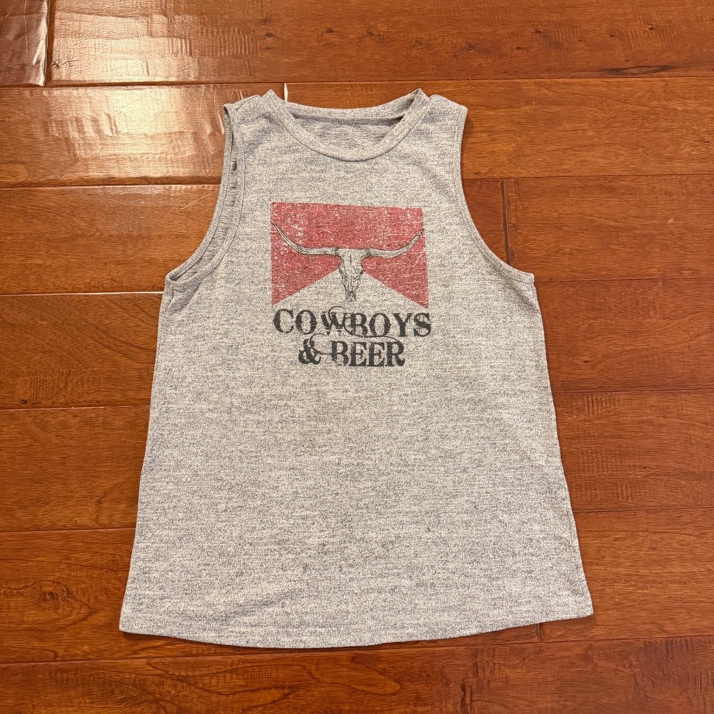 Vintage Cowboys & Beer Graphic Marlboro Western Country Tank Top Women's Small